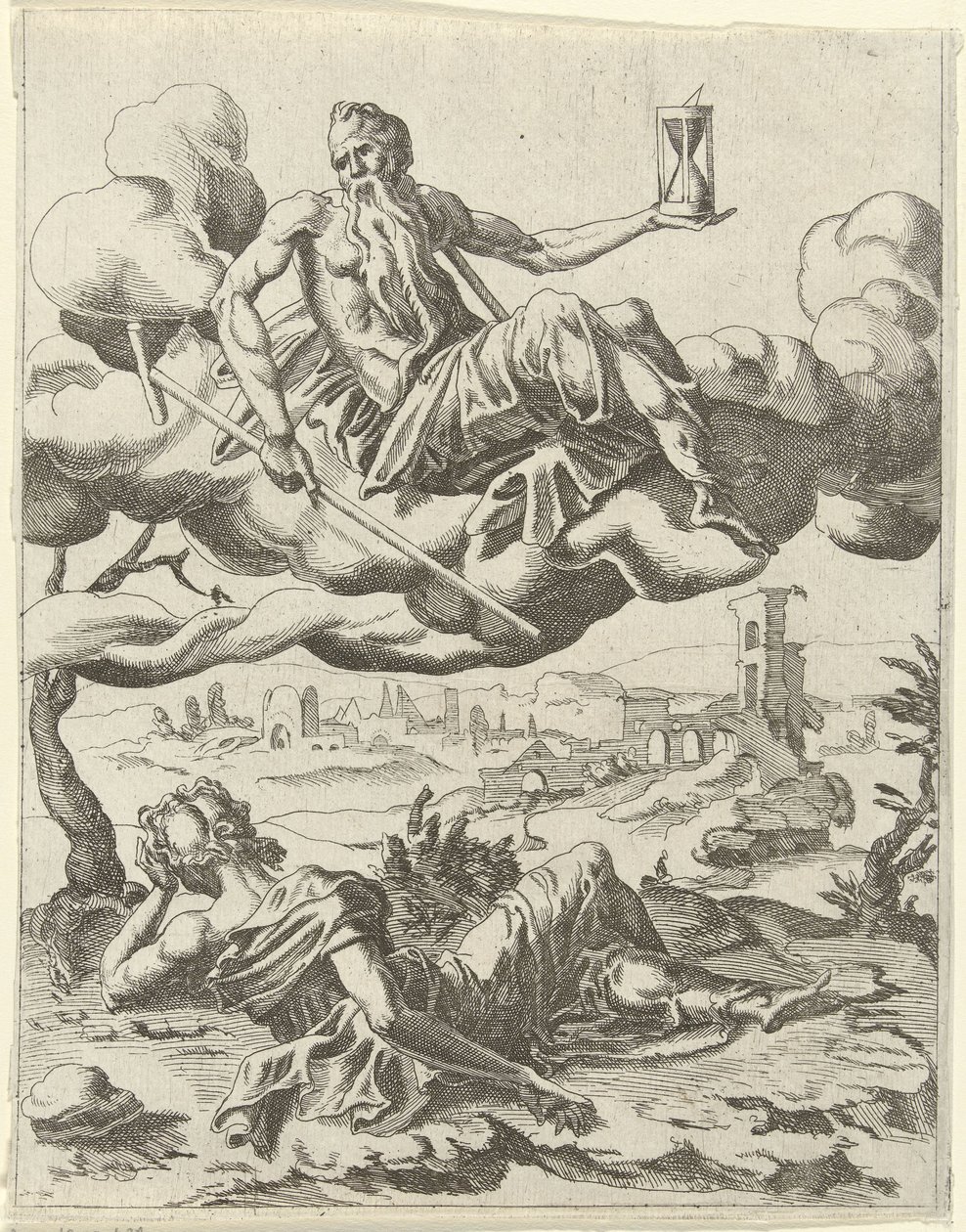 Czas zwycięża sławę Triumfy Petrarki (tytuł serii) autorstwa Dirck Volckertsz. Coornhert (possibly)