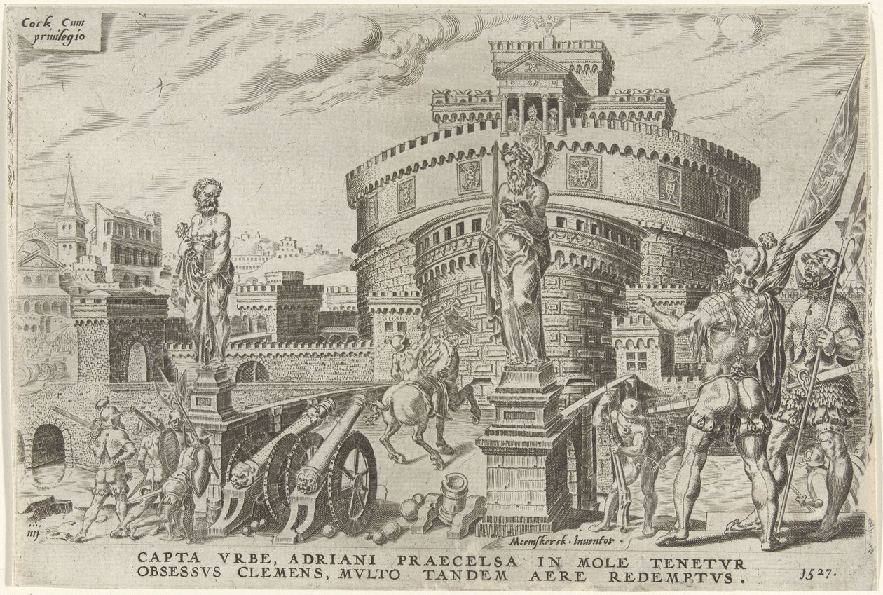 Oblężenie Zamku Świętego Anioła, 1527 Zwycięstwa Karola V (tytuł serii) Divi Caroli. v. imp. optować. max victoriae, ex multis praecipuae (tytuł serii) autorstwa Dirck Volckertsz. Coornhert