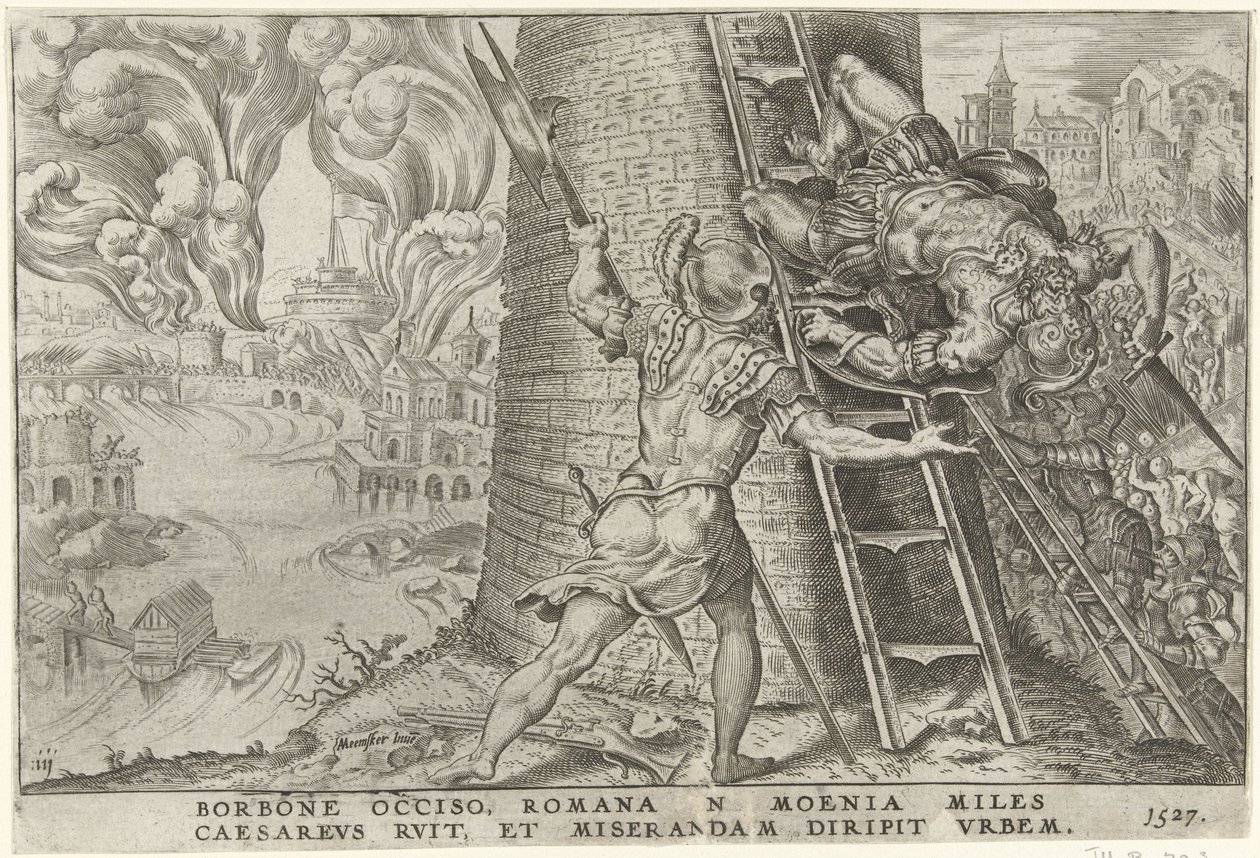 Szturm na Rzym, 1527 Overwinningen van Karel V (tytuł serii) Karol Wielki V. imp. optować. max. zwycięstwo, najważniejsze z wielu (tytuł serii) autorstwa Dirck Volckertsz. Coornhert