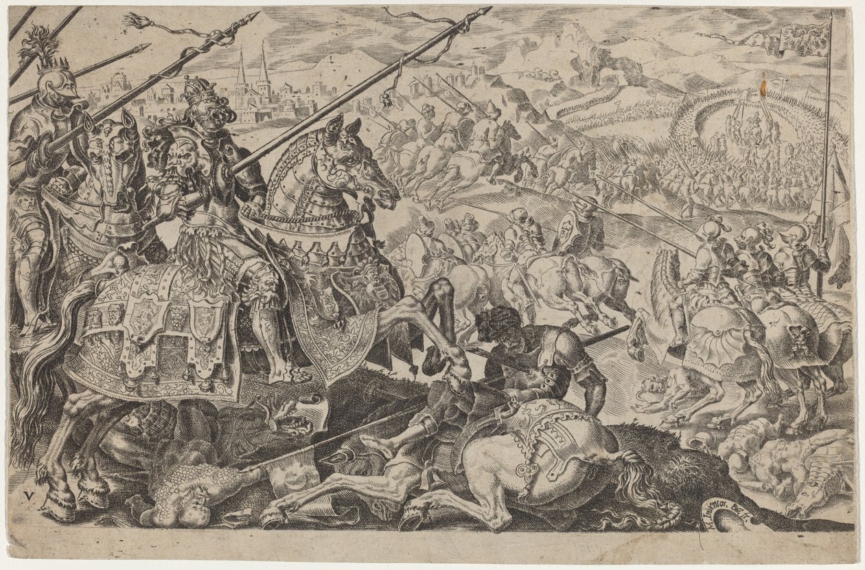 Sulejman Wspaniały zmuszony do podniesienia oblężenia Wiednia autorstwa Dirck Volckertz Coornhert, after Maerten van Heemskerck