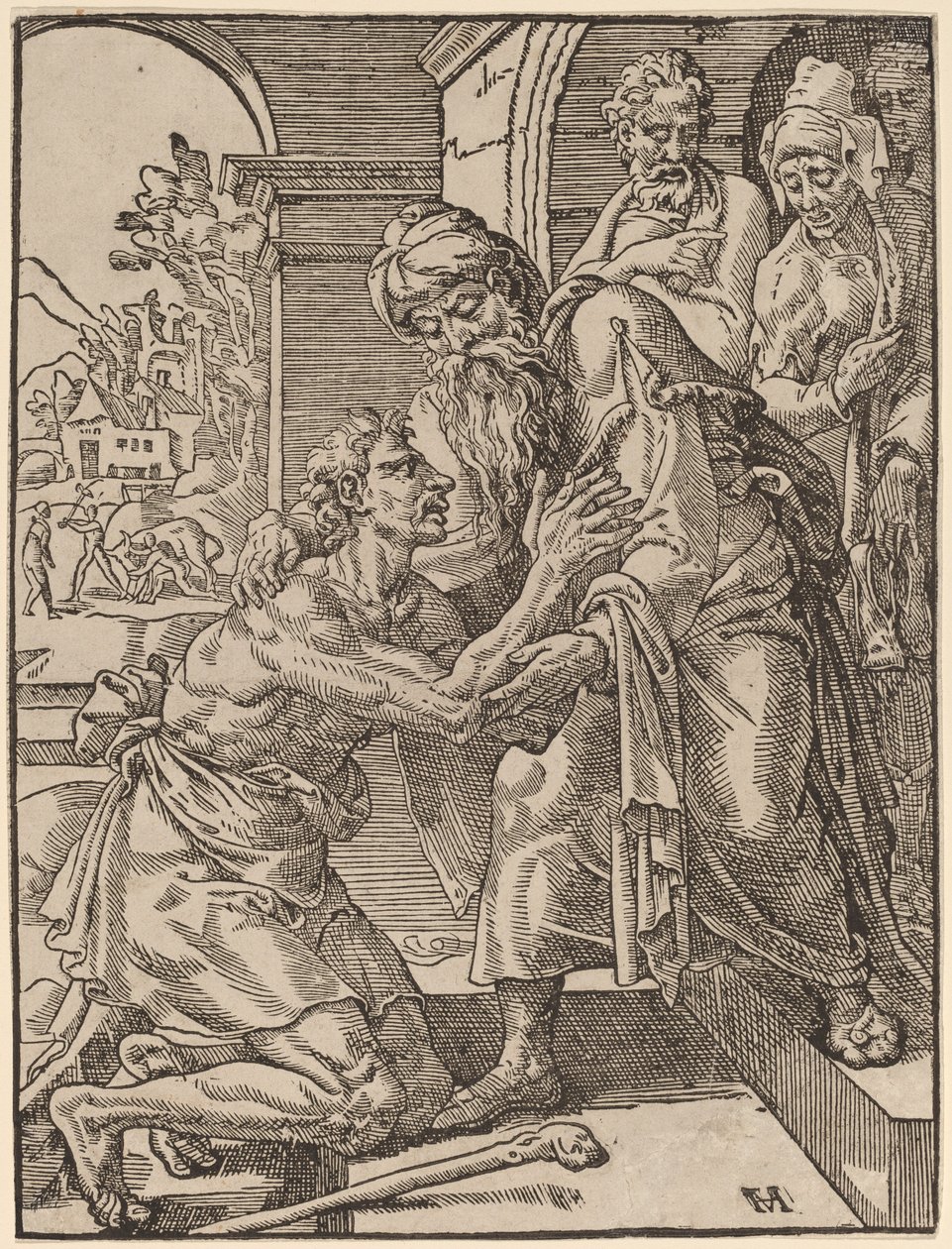 Powrót syna marnotrawnego autorstwa Dirck Volckertz Coornhert after Maerten van Heemskerck
