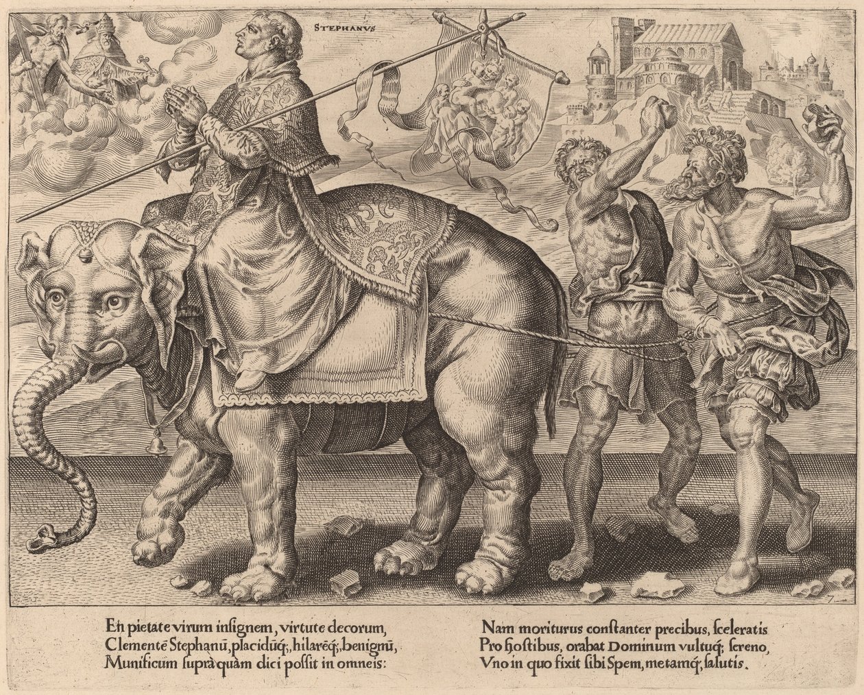 Triumf św. Szczepana autorstwa Dirck Volckertz Coornhert after Maerten van Heemskerck