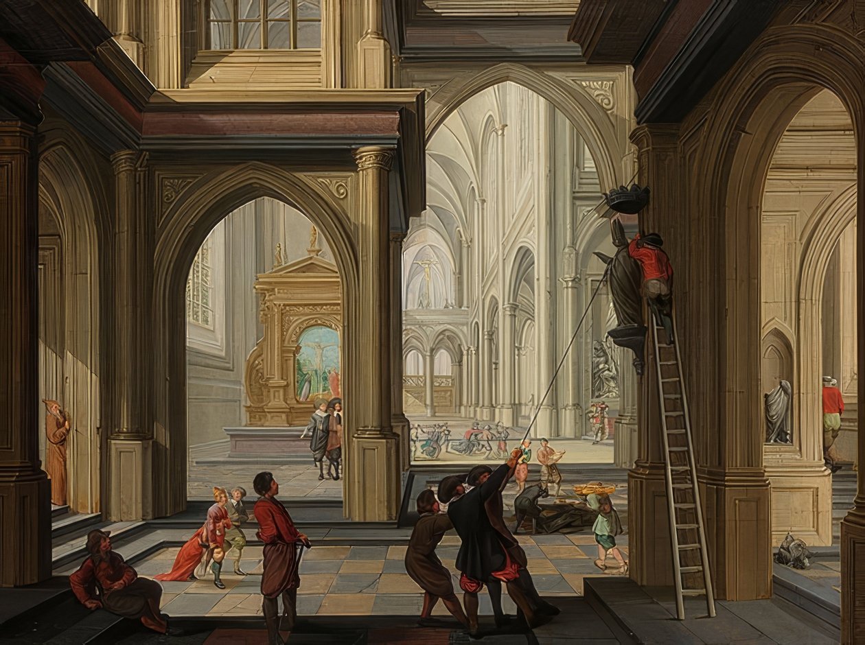 Ikonoklazm w kościele. 1630 autorstwa Dirck van Delen