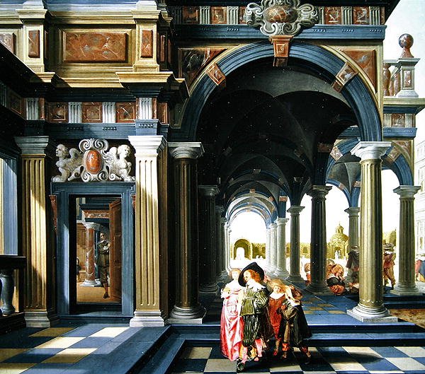Eleganckie figury w loggii, 1635 autorstwa Dirck van Delen