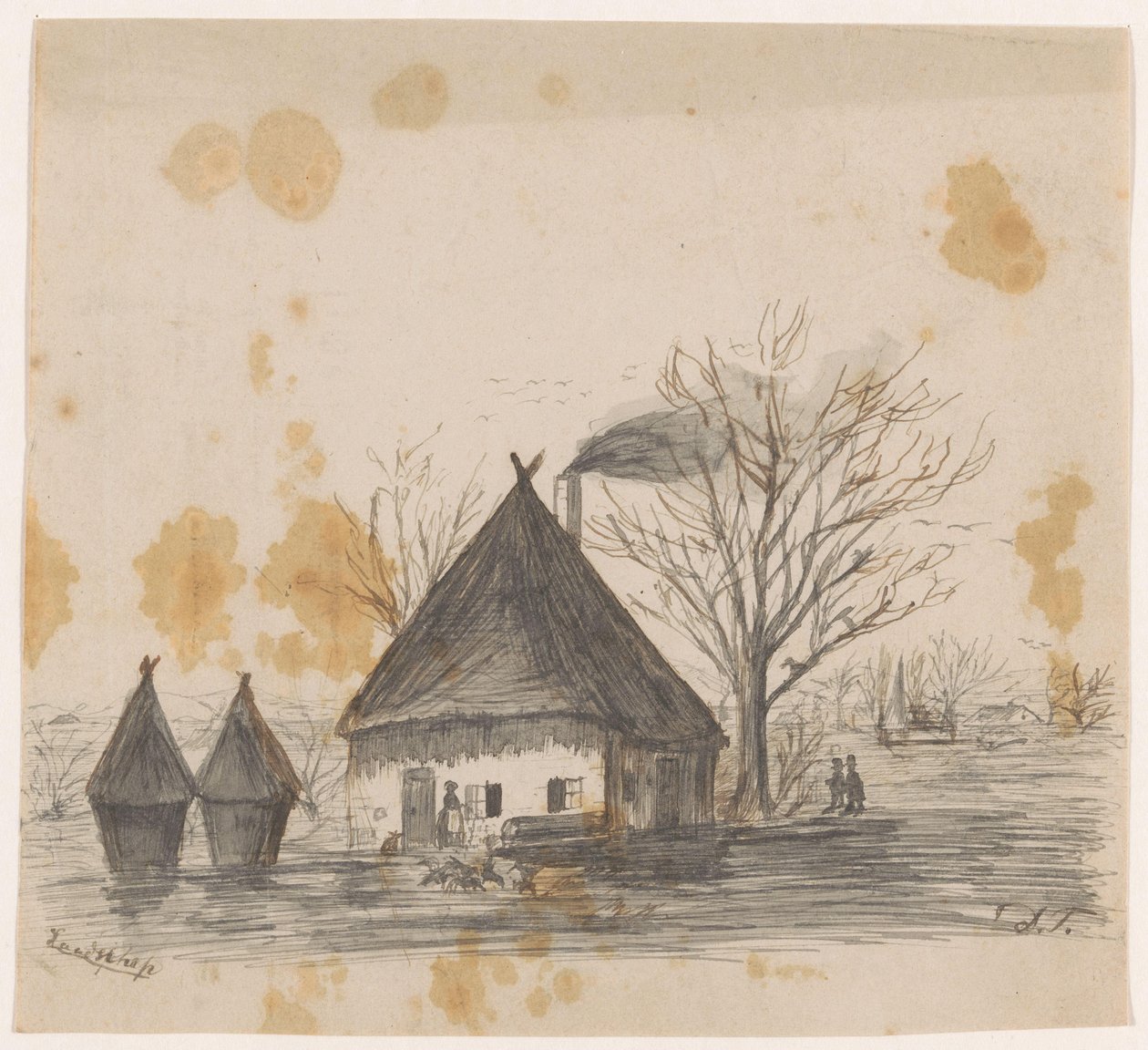 Krajobraz (tytuł na obiekcie) autorstwa Dirk Arnoldus Tavenraat (signed by artist)