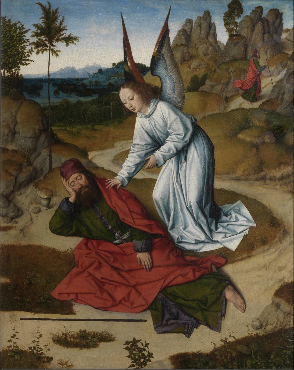 Ołtarz Ostatniej Wieczerzy: Eliasz na pustyni prawe skrzydło, 1464-1468 autorstwa Dirk Bouts