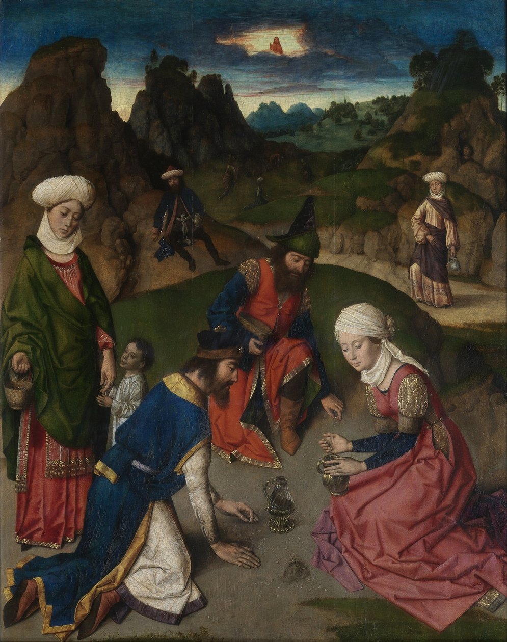 Ołtarz Ostatniej Wieczerzy: Prawe skrzydło Zgromadzenia Manny, 1464-1468 autorstwa Dirk Bouts