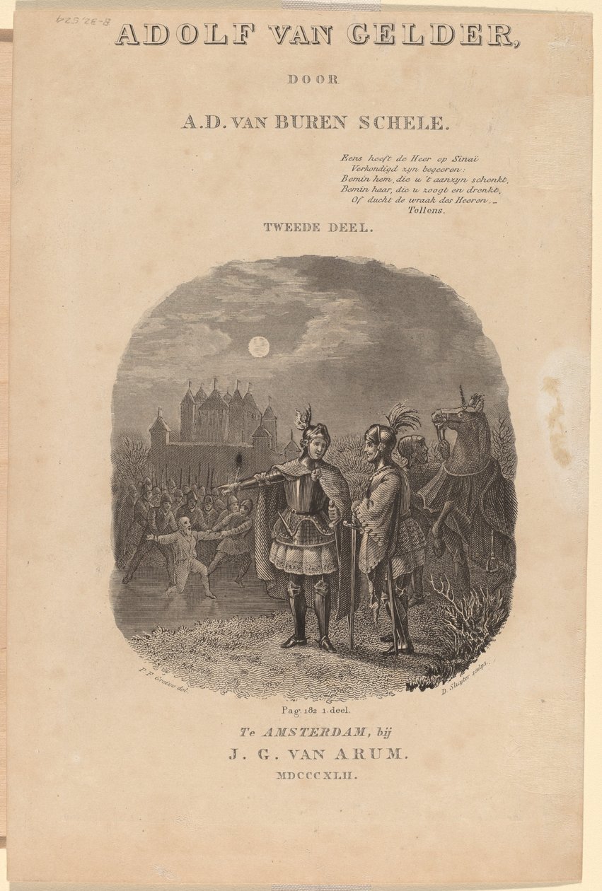 Strona tytułowa A.D. van Buren Schele „Adolf van Gelder”, Amsterdam, 1842 autorstwa Dirk Jurriaan Sluyter
