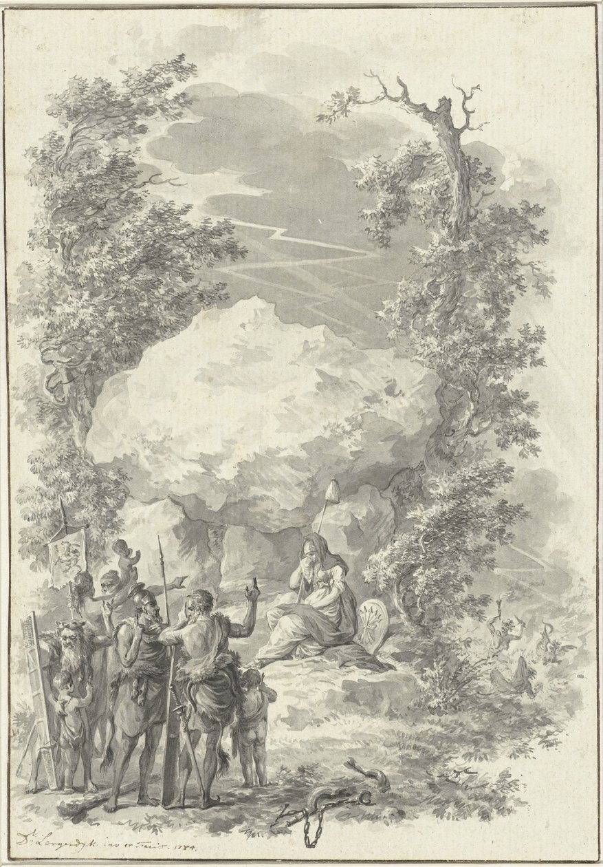 Alegoria śmierci Joan Derk van der Capellen tot den Pol, 1784 autorstwa Dirk Langendijk (signed by artist)