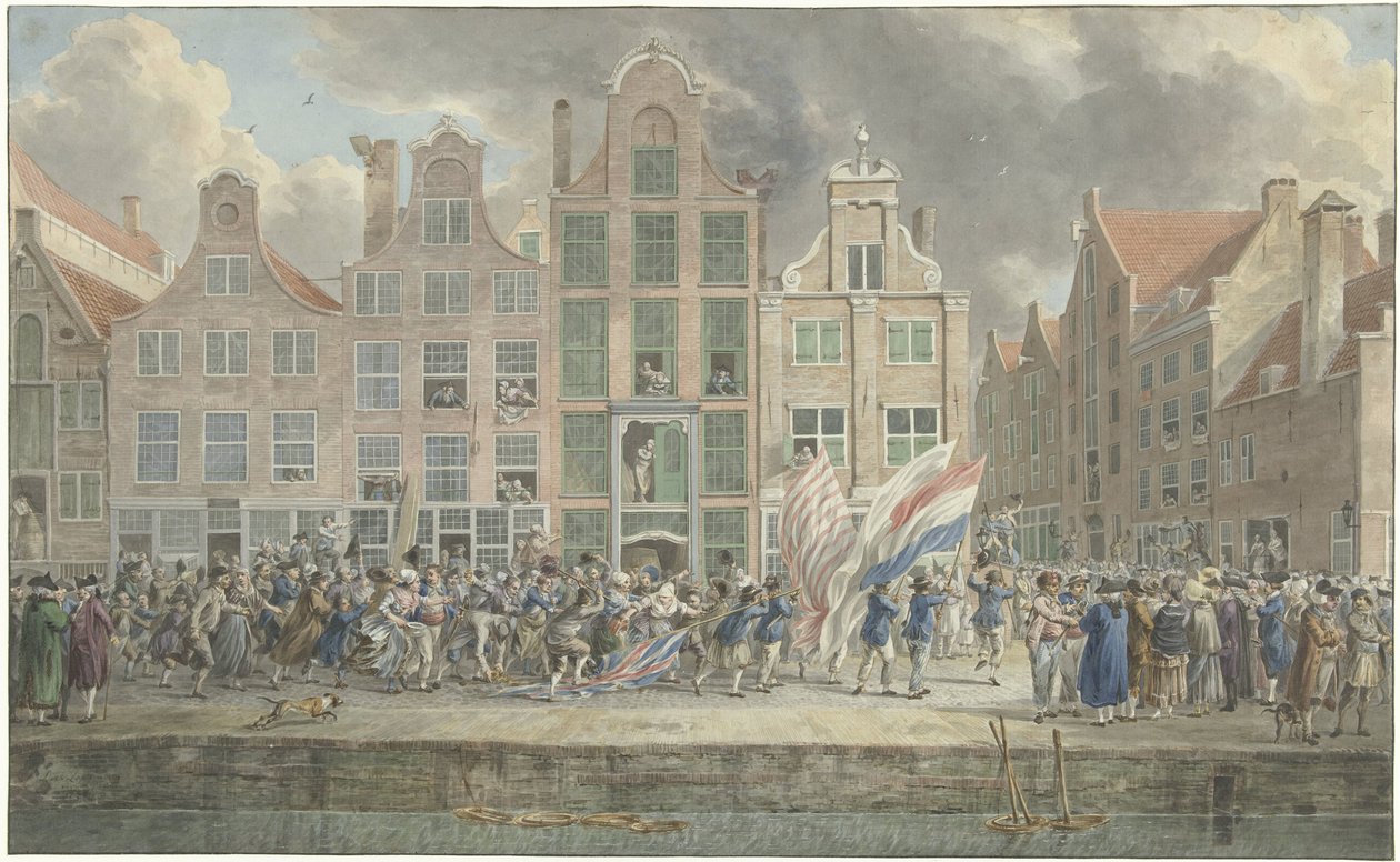 Demonstracja antyangielska w Rotterdamie, 2 marca 1781 r autorstwa Dirk Langendijk (signed by artist)