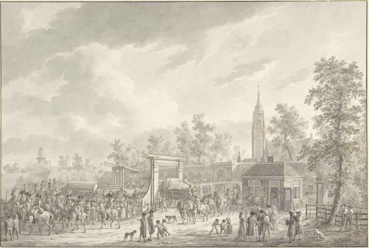 Odejście garnizonu z Amersfoort w 1790 r. autorstwa Dirk Langendijk (signed by artist)