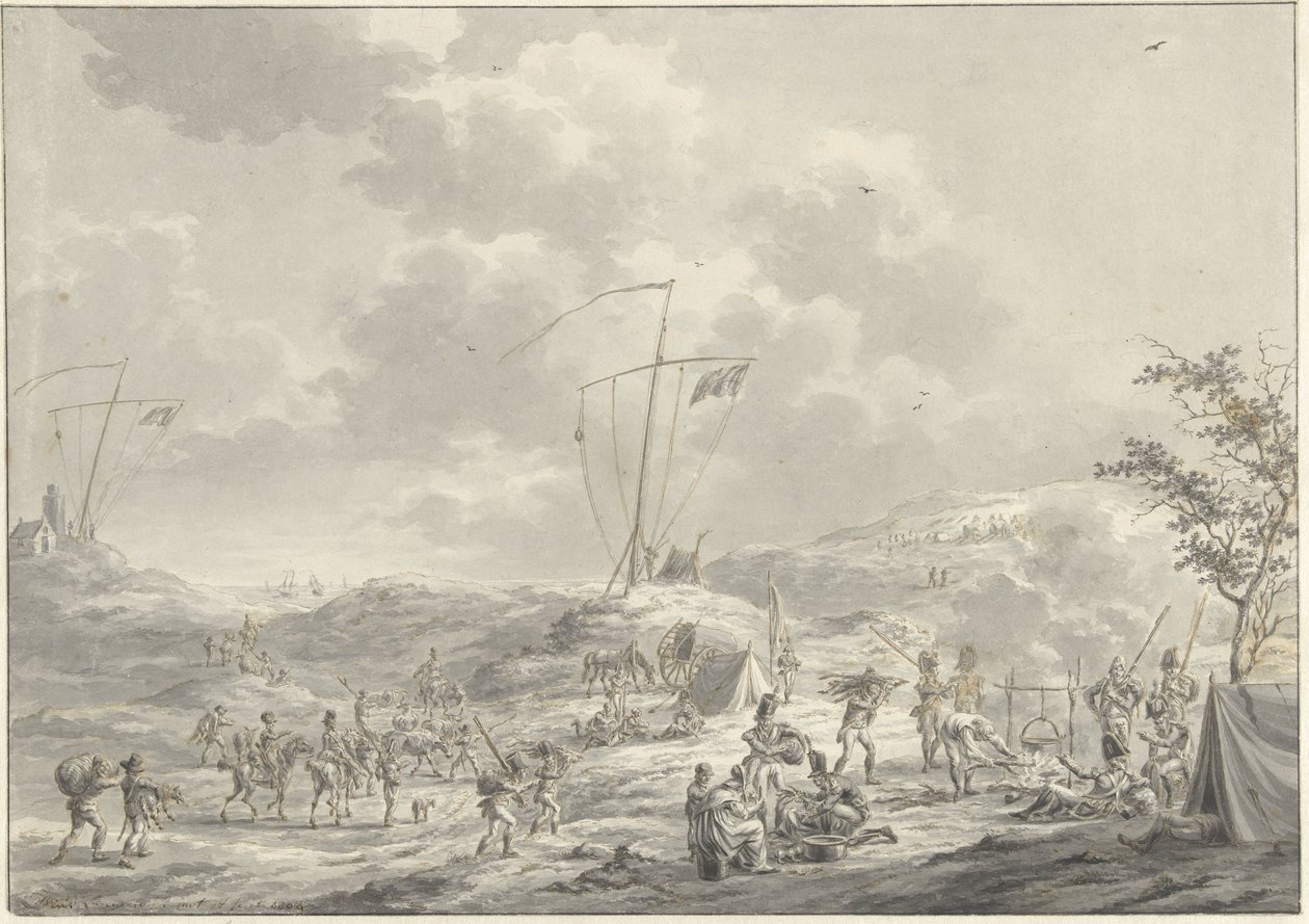 Obóz armii rosyjskiej w Callantsoog w 1799 r. autorstwa Dirk Langendijk