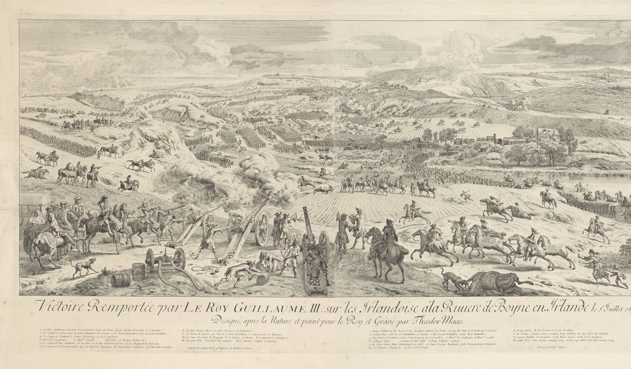 Żużel bij Drogheda aan de Boyne, 1 lipca 1690 Zwycięstwo zdobyte przez Le Roy Guillaume III. w sprawie Irlandek nad rzeką Boyne w Irlandii 1 lipca 1690 r. (tytuł na obiekcie) autorstwa Dirk Maas