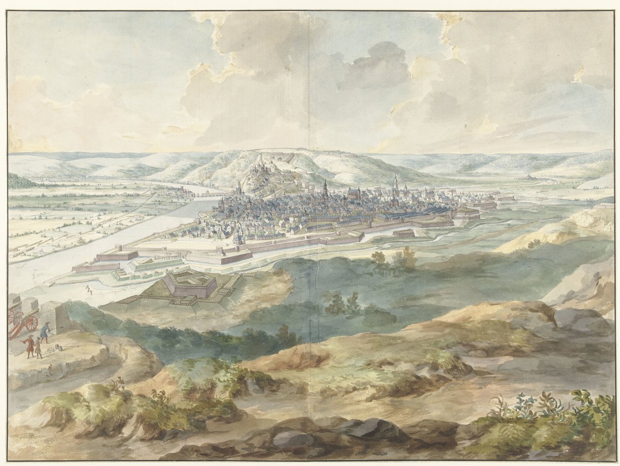 Widok Namur od wschodu podczas oblężenia 1695 autorstwa Dirk Maas