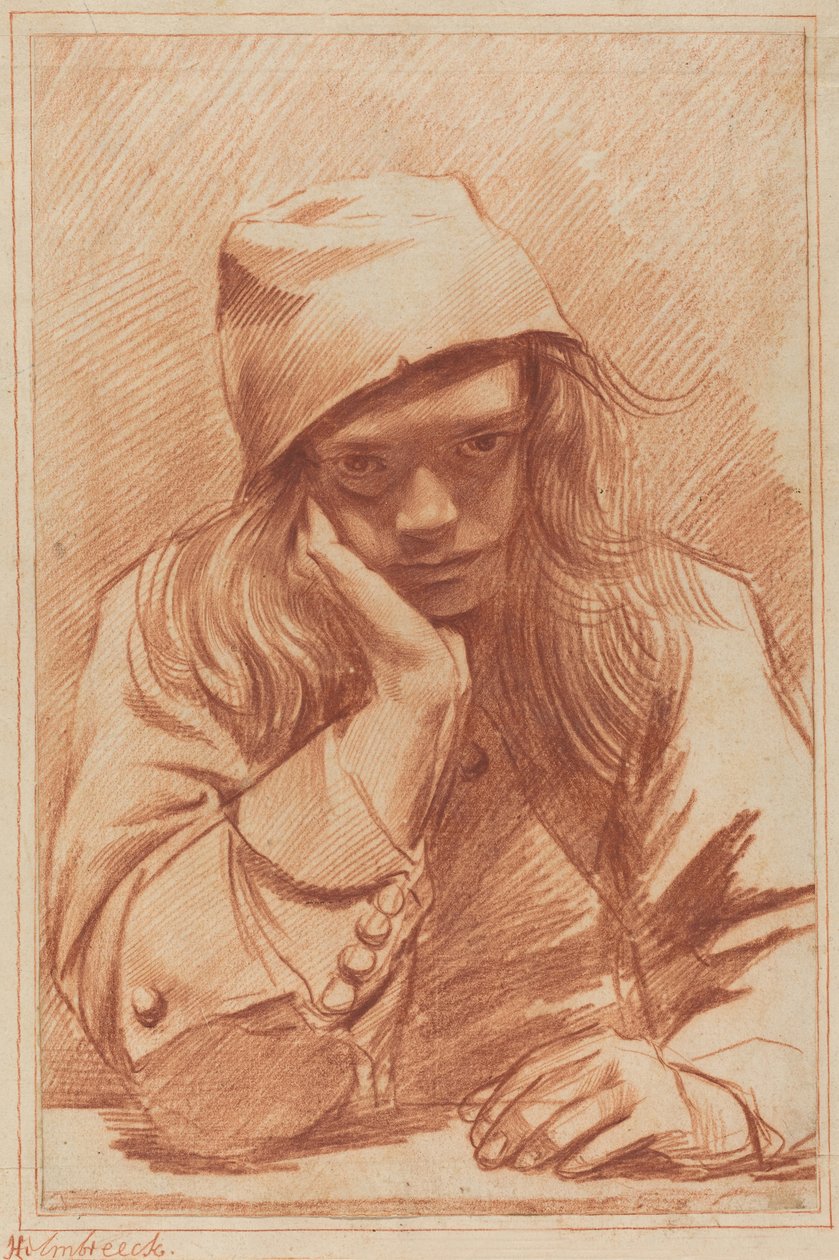 Autoportret (czerwona kreda) autorstwa Dirk Theodor Helmbrecker