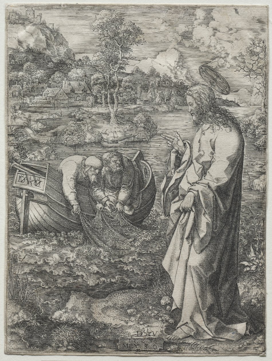 Jezus wzywający św. Piotra i Andrzeja, 1523. autorstwa Dirk Vellert