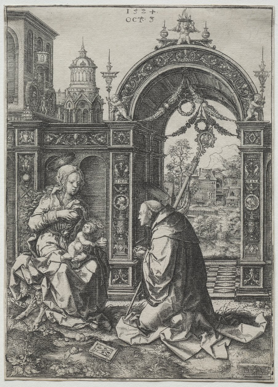 Wizja św. Bernarda, 1524. autorstwa Dirk Vellert