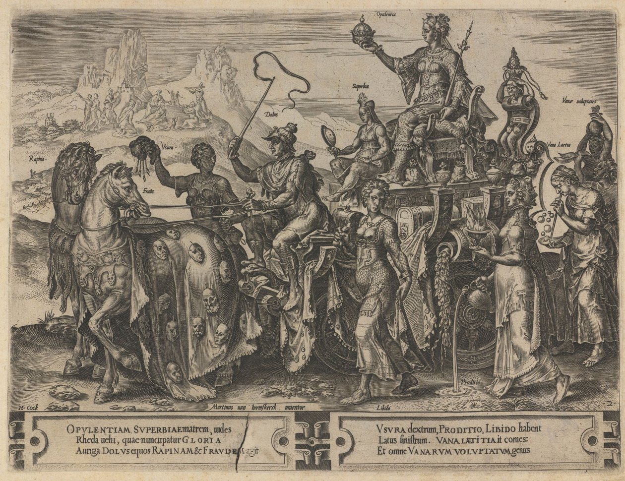 Triumf bogactwa, 1564 autorstwa Dirk Volkertsz. Coornhert