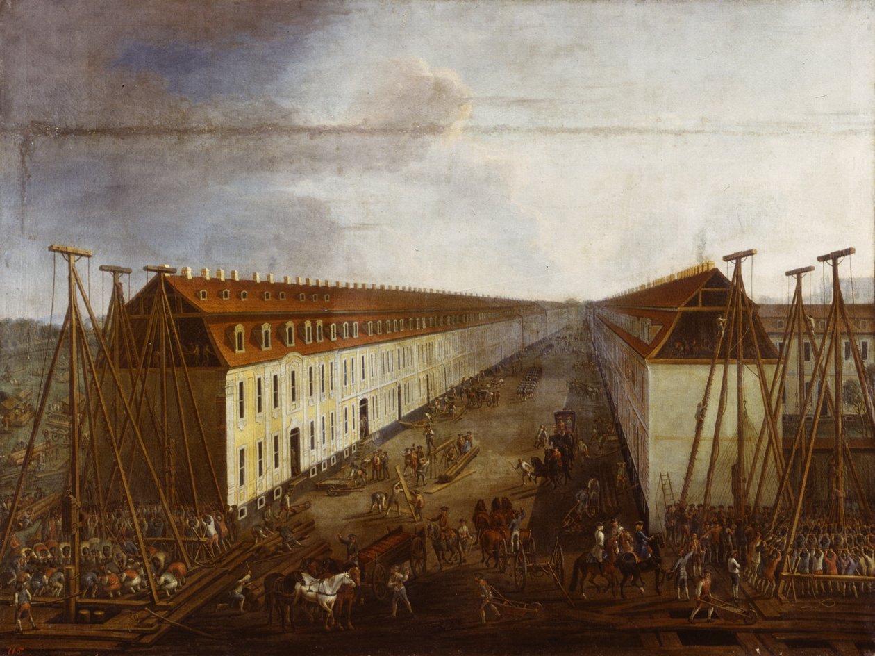 Prace budowlane na Friedrichstrasse w Berlinie, ok. 1735 autorstwa Dismar Degen