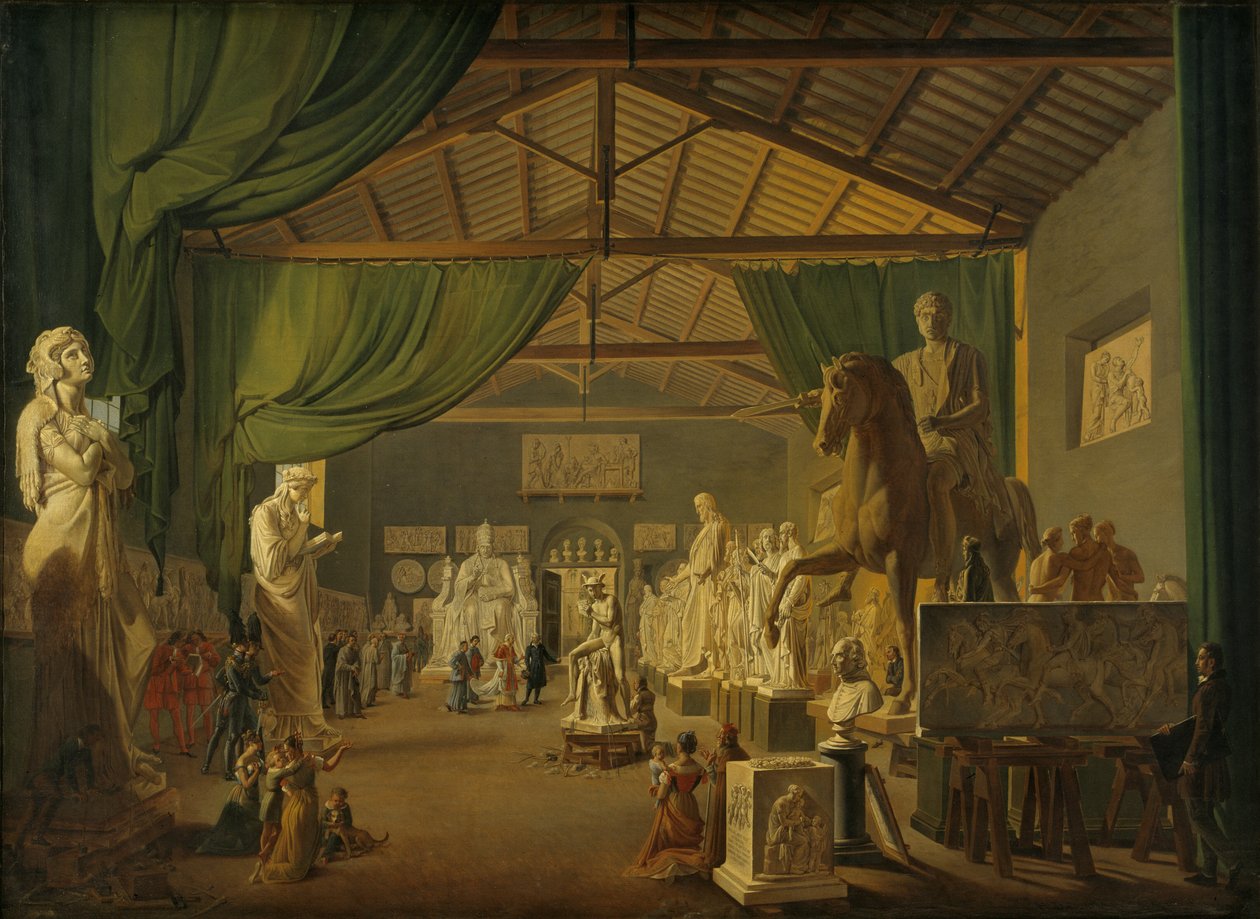 Papież Leon XII odwiedzający Pracownie Thorvaldsena na Piazza Barberini, 18 października autorstwa Ditlev Martens