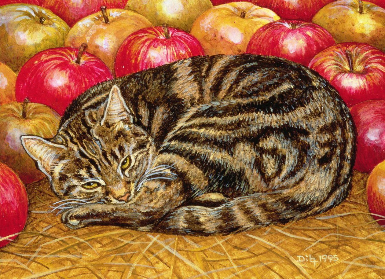 Praworęczny Apple-Cat, 1995 (akryl na panelu) autorstwa Ditz
