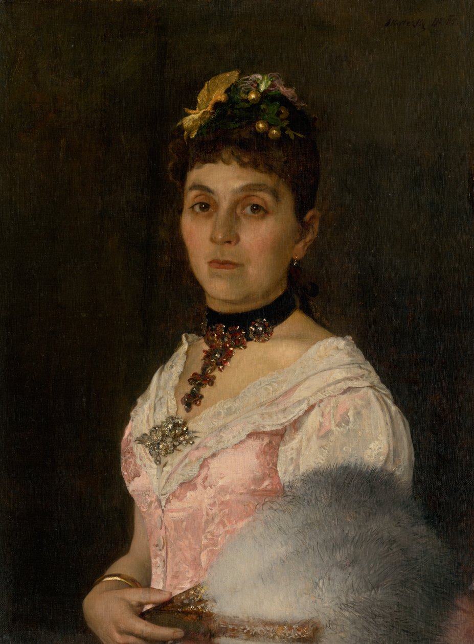 Portret damy z wentylatorem. Portret hrabiny Marii Nyáry Radvánská autorstwa Döme Skuteczky