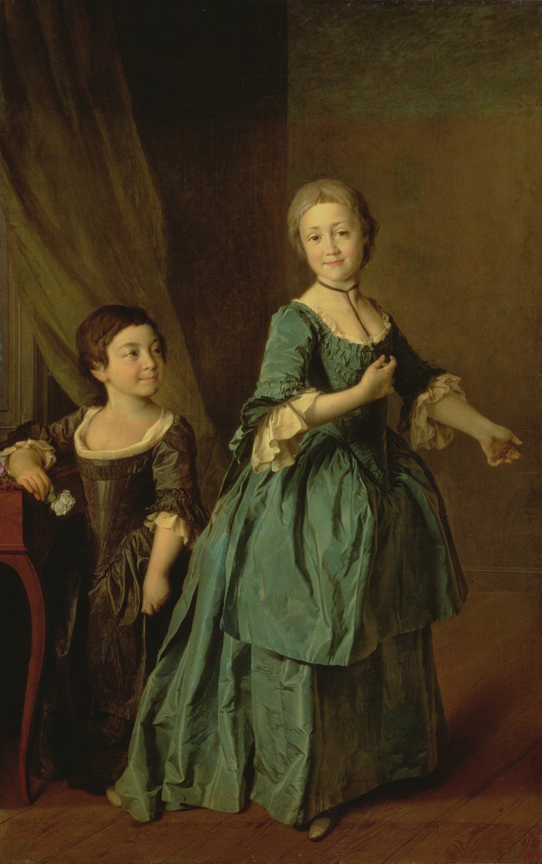 Portright z Feodosia Rzhevskaya (1760-95) i Nastasia Davydova (ur. 1764) 1772 autorstwa Dmitri Grigorievich Levitsky