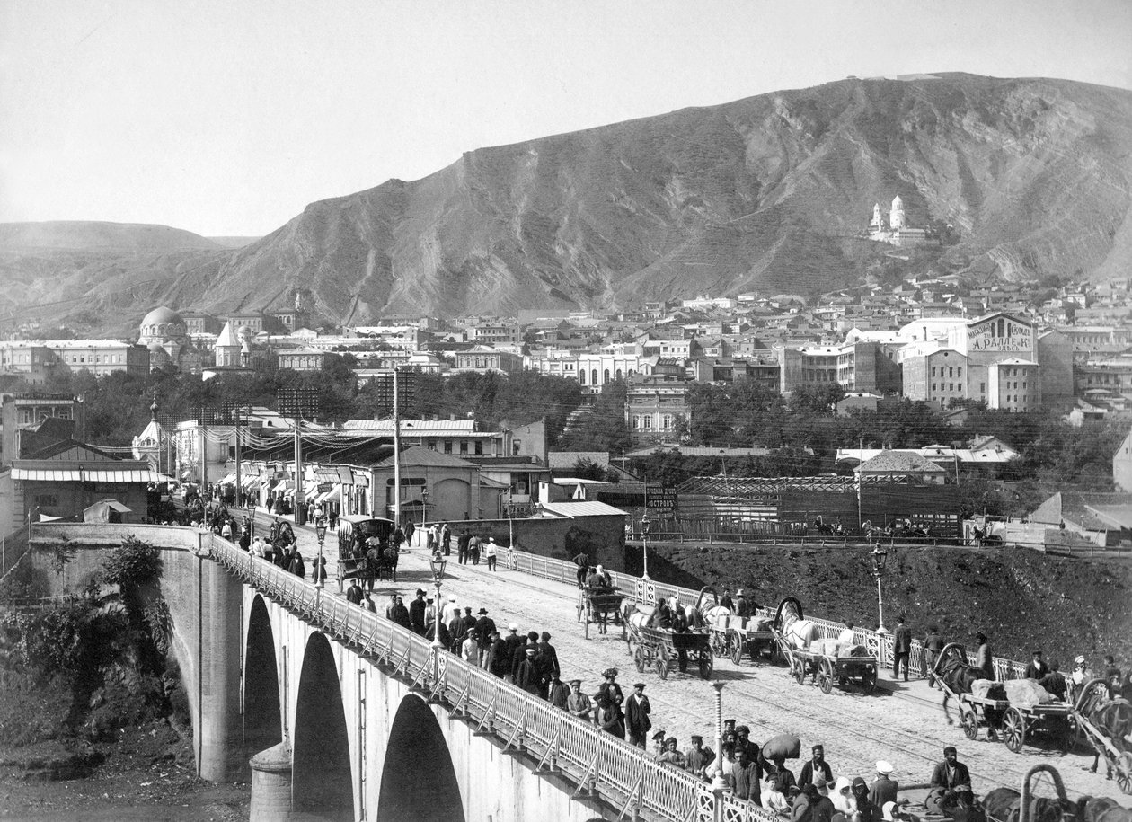 Tbilisi w XIX wieku, most Michaiła Woroncowa autorstwa Dmitri Ivanovich Yermakov