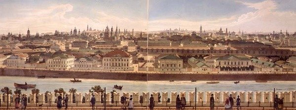 Widok Zamoskvoreche z Kremla, z panoramy Moskwy, ryty przez Philippe Benoist (1813-c.1905) i Aubruna, wyd. przez Lemercier, c.1840 (lito) autorstwa Dmitri (after) Indieitzeff