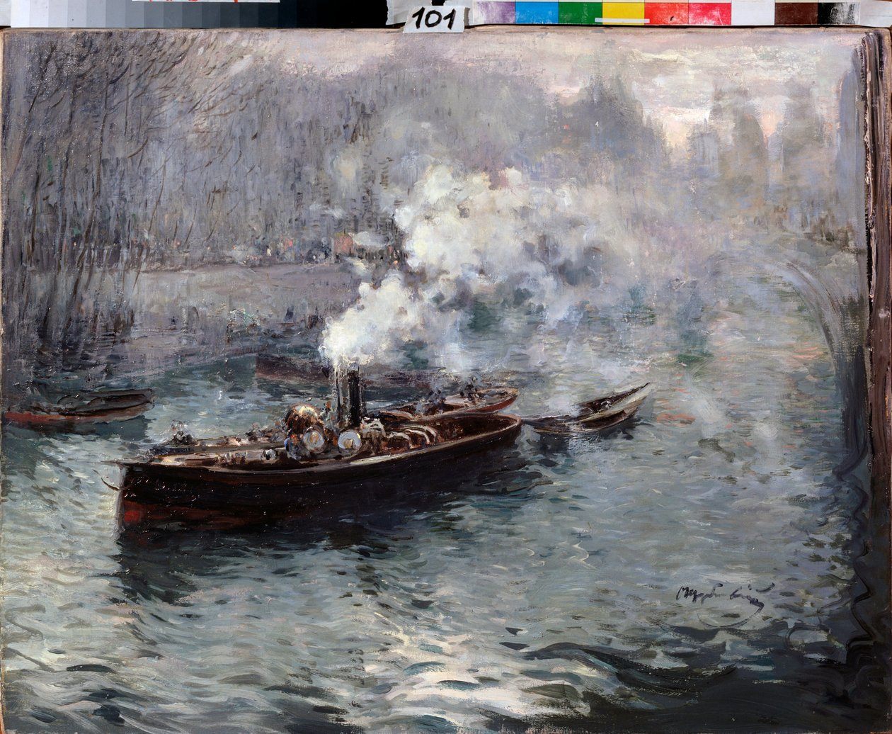 Parowiec - obraz Dmitri Anfimovich Shcherbinovsky (1867-1926), olej na płótnie autorstwa Dmitri Anfimovich Shcherbinovsky