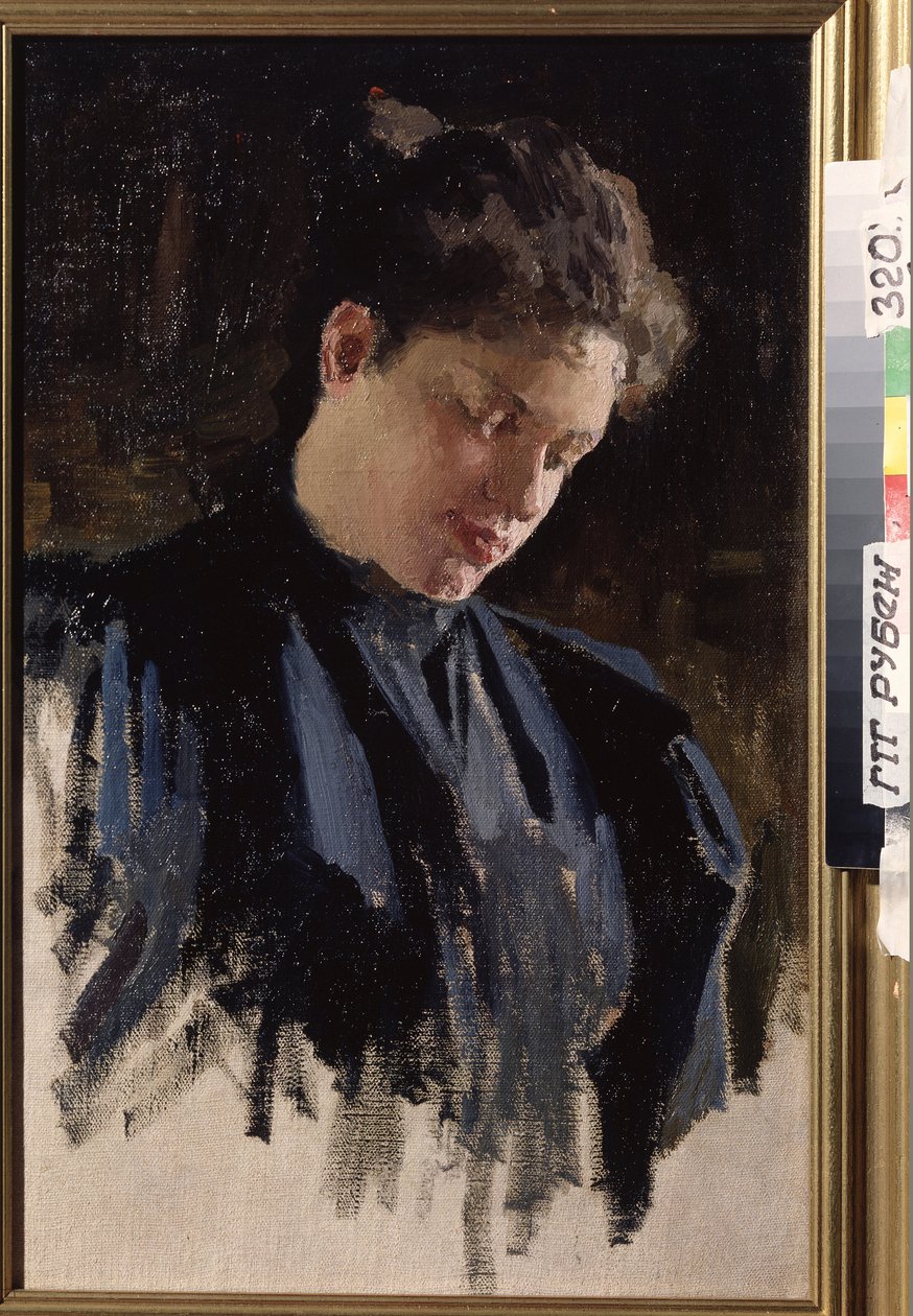 Retrato da artista Olga Ludvigovna Della-Vos-Kardovskaya (Della Vos Kardovskaya) (Della Vos Kardovskaja) (Della-Vos-Kardovskaja) (1875-1952). (Retrato do artista O. Della Vos Kardovskaya). Pintura de Dmitri Nikolayevich Kardovsky (Kardovski) (1866-polonês) autorstwa Dmitri Nikolayevich Kardovsky