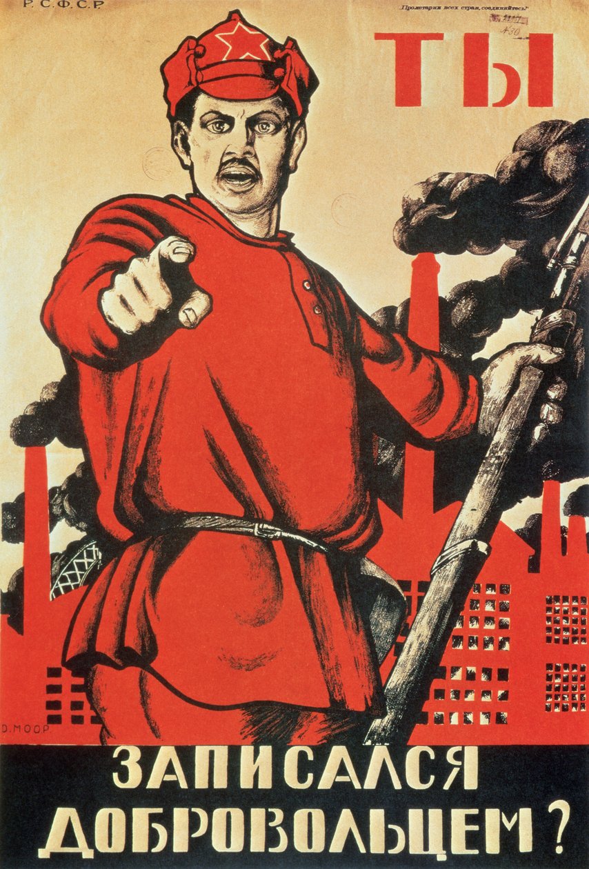 "Ty - Czy jesteś jeszcze wolontariuszem?", plakat propagandowy autorstwa Dmitri Stahievic Moor