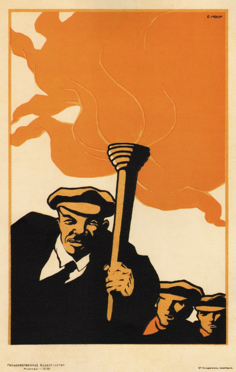 Lenin - Moor, Dmitri Stachievich (1883-1946) - 1919 - Kolorowa litografia - 38x25 - Rosyjska Biblioteka Państwowa, Moskwa autorstwa Dmitry  Moor
