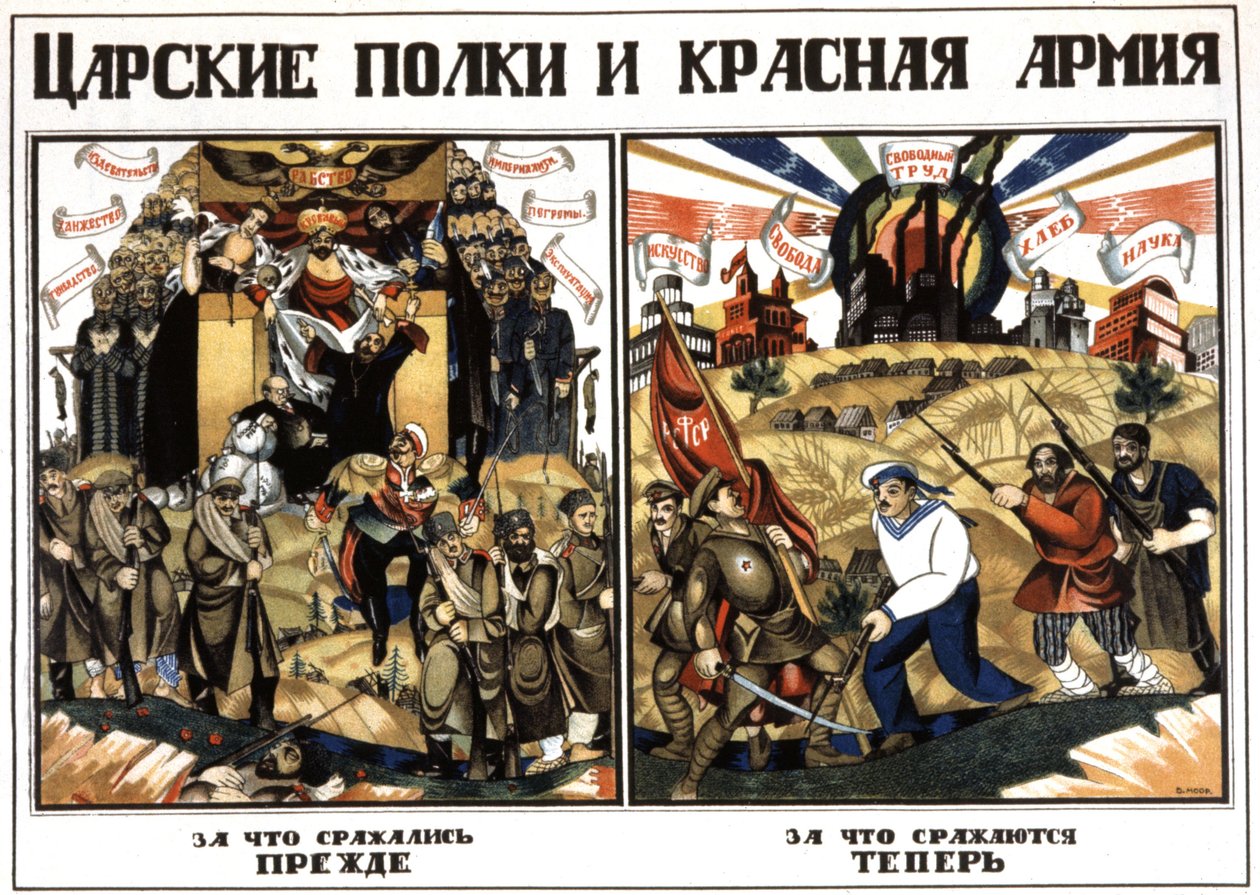 Pułki carskie i Armia Czerwona, ok. 1920 r. (plakat) autorstwa Dmitry (1883 1946) Moor