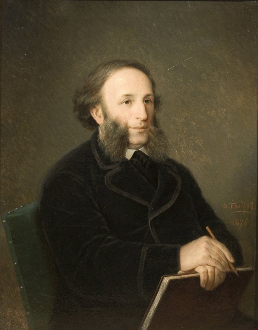 Portret artysty Iwana Aiwazowskiego 1817-1900, 1879 autorstwa Dmitry Mikhaylovich Bolotov