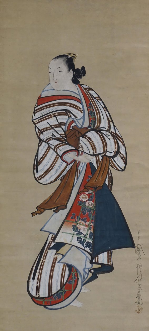 Stojąca kurtyzana patrząca przez ramię, ca. 1715. autorstwa Dohan Kaigetsudo
