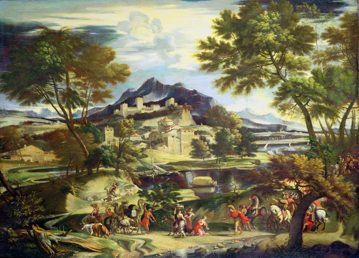 Spotkanie Dawida i Abigail (olej na płótnie) autorstwa Domenichino (1581-1641) (circle of)