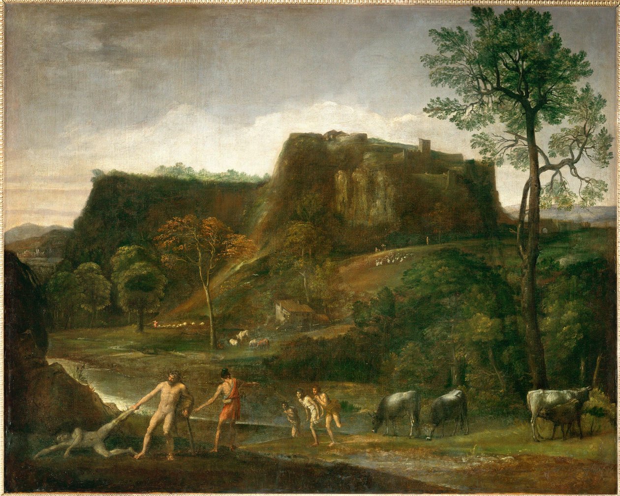 Herkules wyciąga Kakusa z jego jaskini ... autorstwa Domenichino (1581 1641)