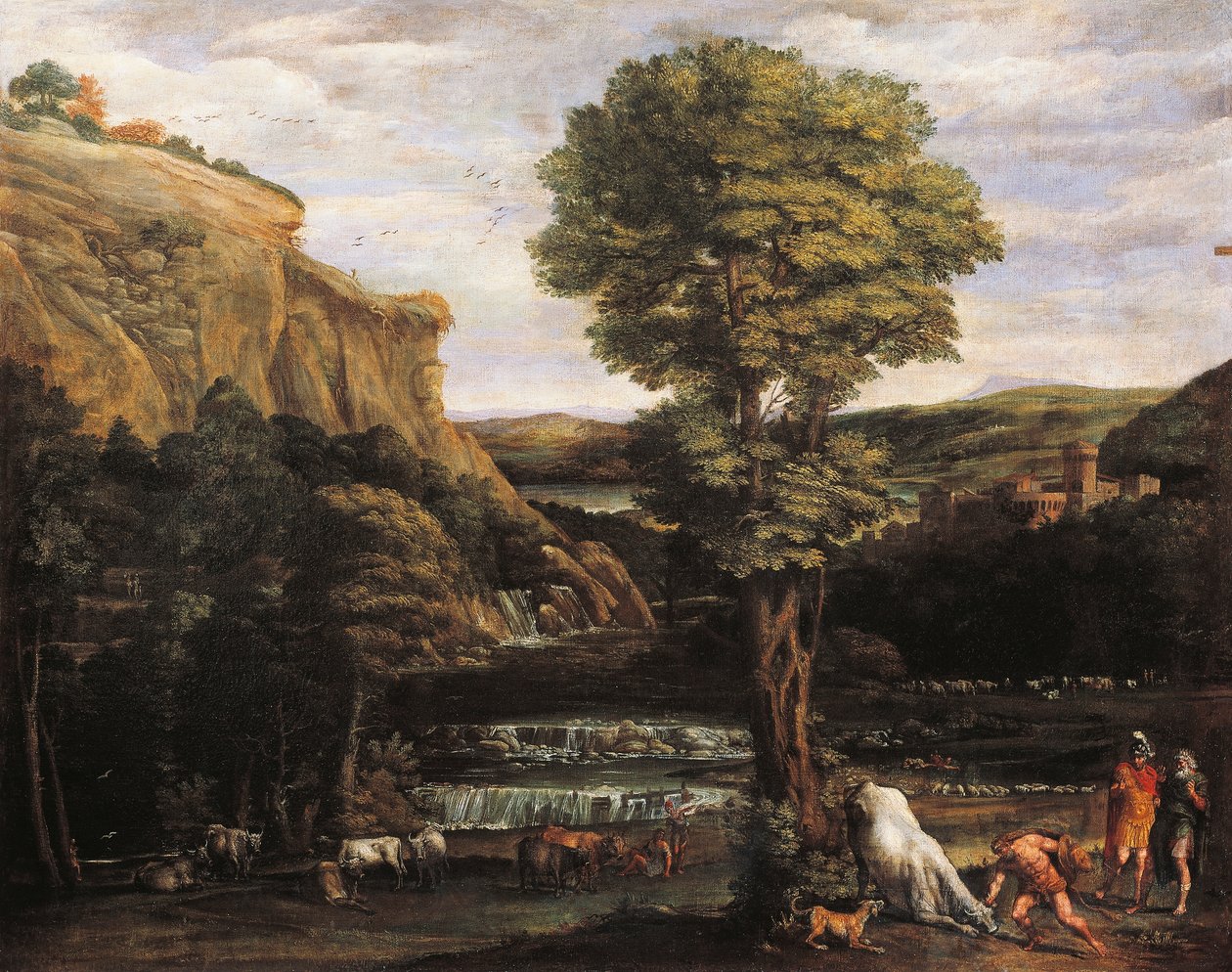 Krajobraz z Herkulesem walczącym z Acheloosem zamienił się w byka autorstwa Domenichino (1581 1641)
