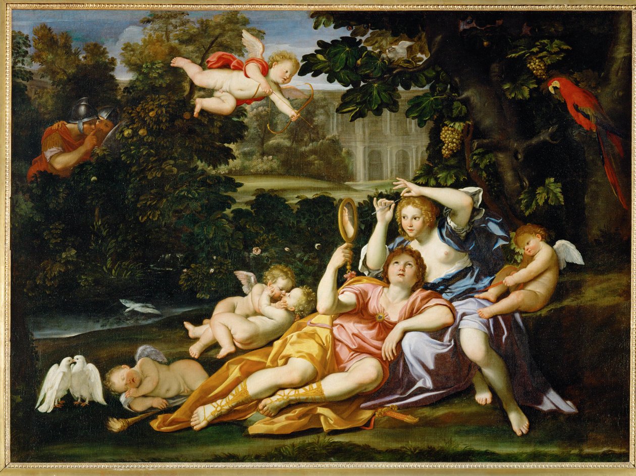 Renaud prezentuje Armide lustro - Rinaldo prezentuje ... autorstwa Domenichino (1581 1641)