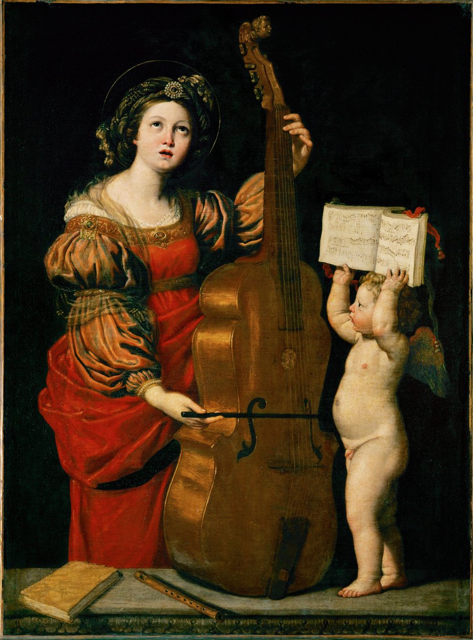 Święta Cecylia i anioł trzymający partyturę ... autorstwa Domenichino (1581 1641)