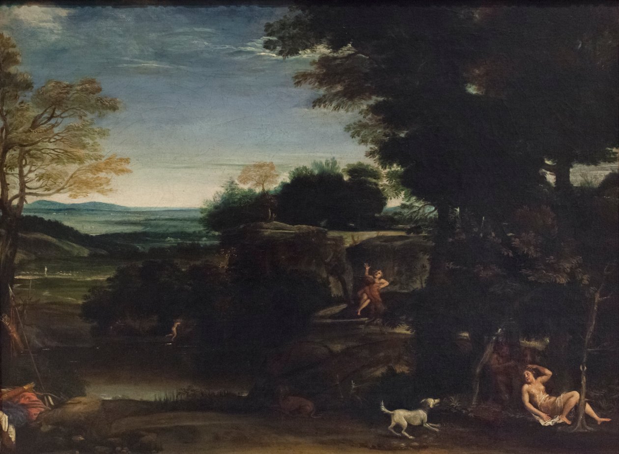 Krajobraz z Sylwią i satyrem autorstwa Domenichino (1581 1641)