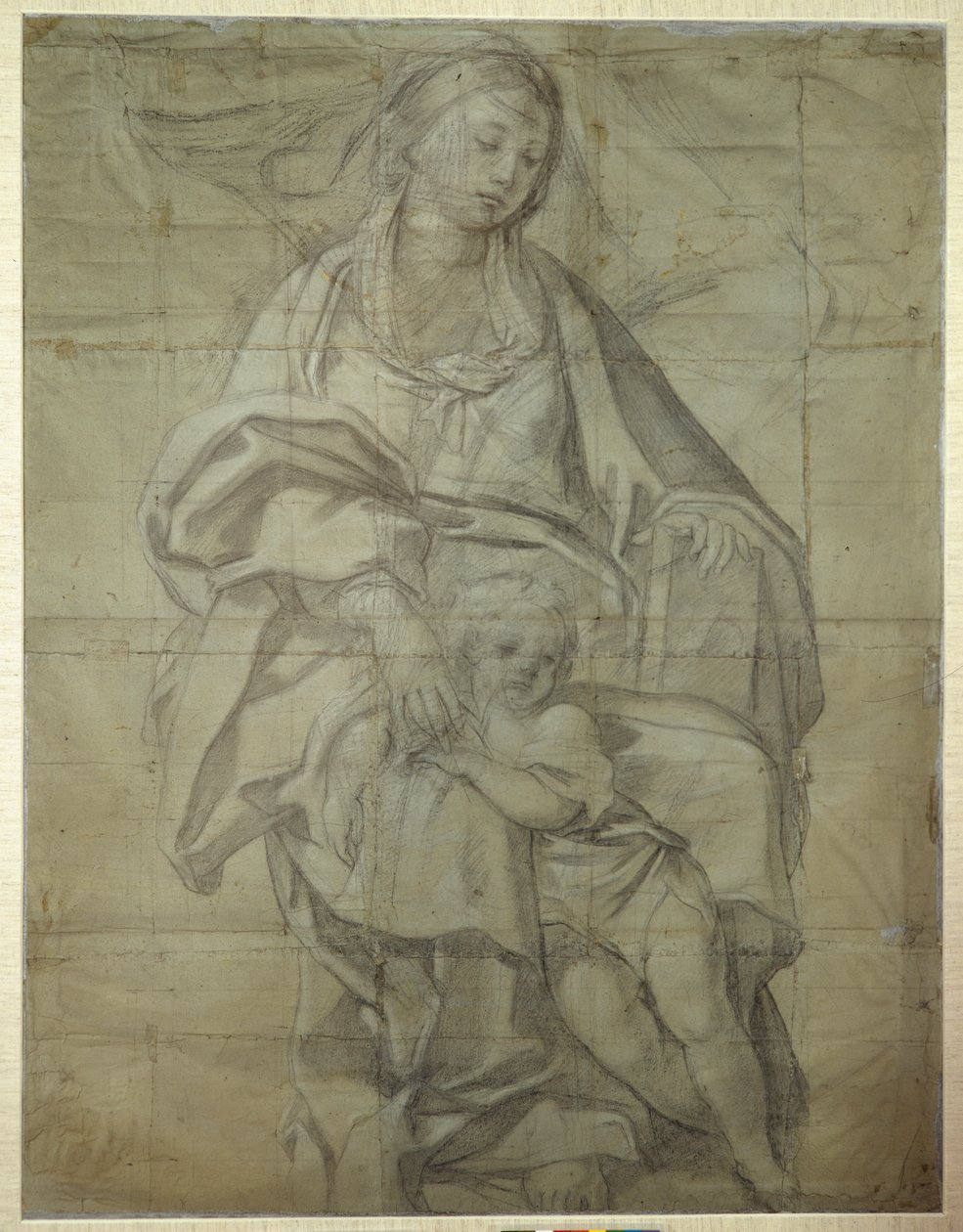 Madonna z Dzieciątkiem (czarna kreda na papierze) autorstwa Domenichino