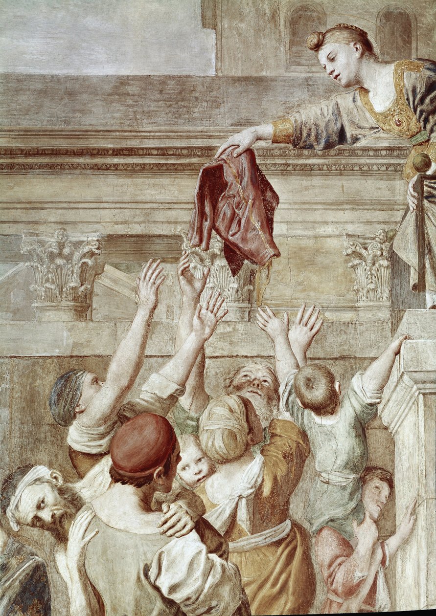 Historia św. Cecylii: Aumone św. Cecylii, detal (Fresco autorstwa Domenichino