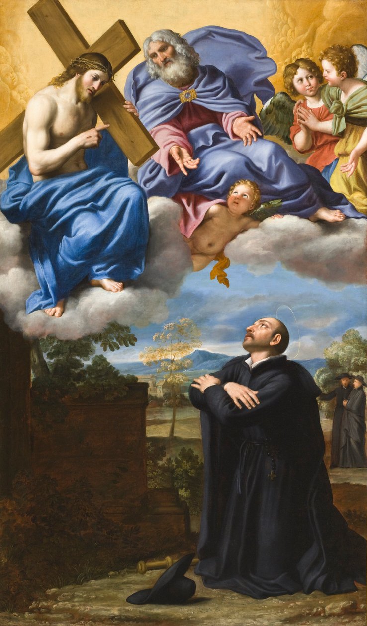 Wizja Chrystusa i Boga Ojca według świętego Ignacego z Loyoli w La Storta autorstwa Domenichino