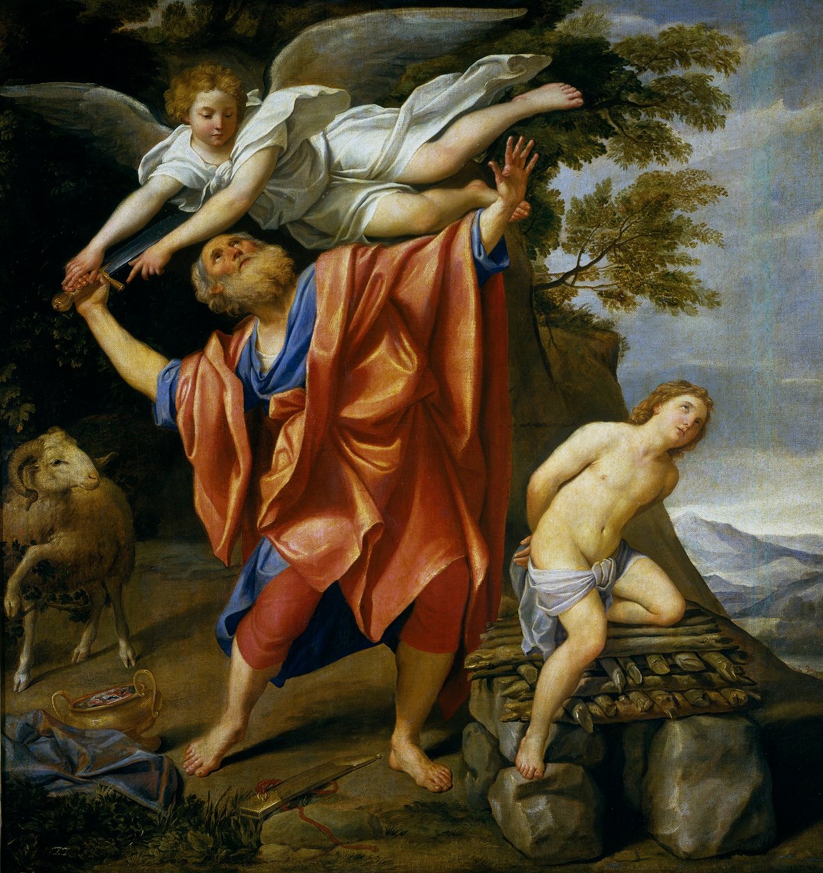 Hiszpański:  El sacrificio de Isaac Poświęcenie Abrahama autorstwa Domenichino