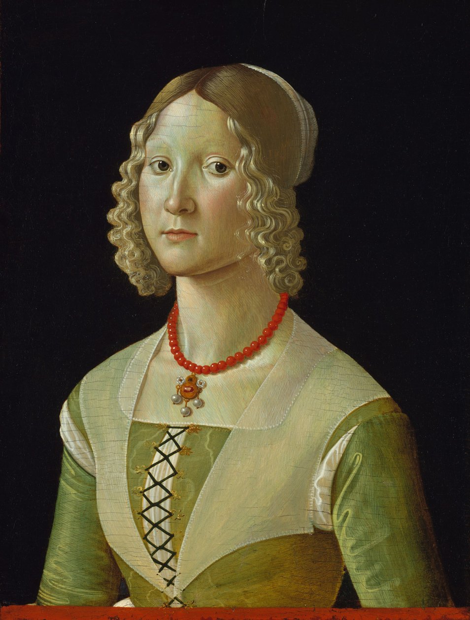 Selvaggia Sassetti (ur. 1470), ok. 1487-88 (tempera na drewnie) autorstwa Domenico Ghirlandaio