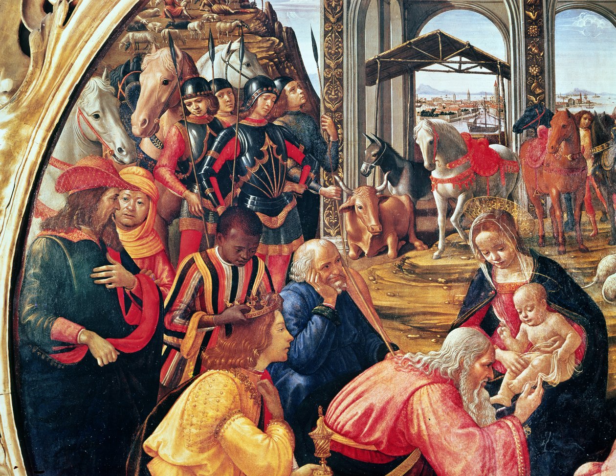 Pokłon Trzech Króli, detal, 1487 autorstwa Domenico Ghirlandaio