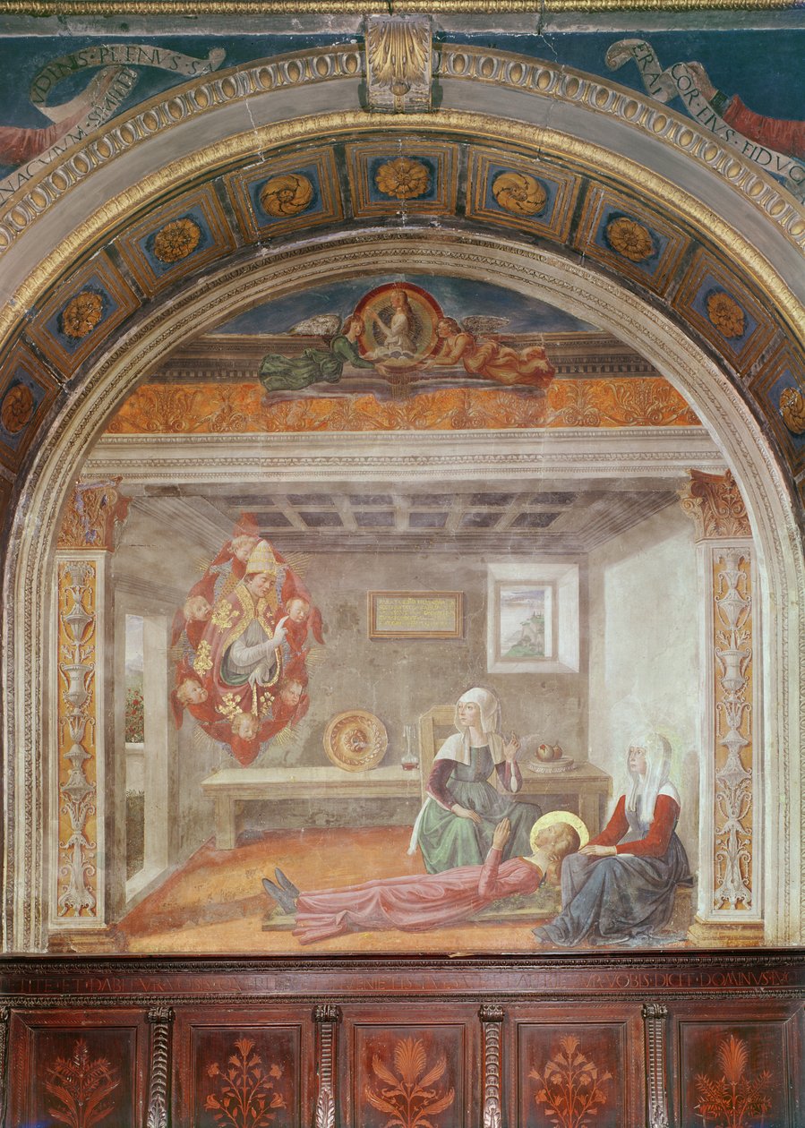 Wizja św. Grzegorza przez św. Finę, przed 1485 r. autorstwa Domenico Ghirlandaio
