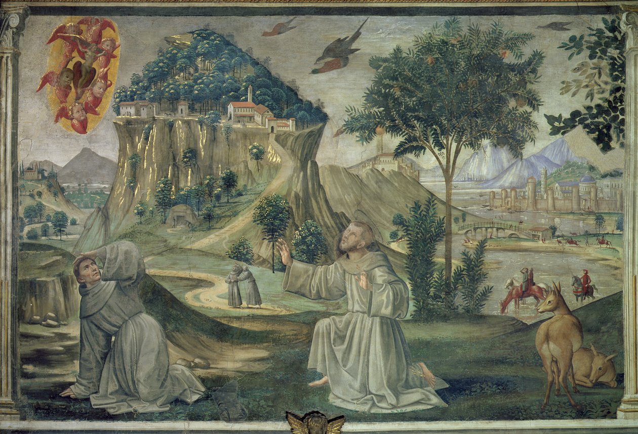 Stygmatyzacja św. Franciszka, scena z cyklu Żywot św. Franciszka z Asyżu, 1486 autorstwa Domenico Ghirlandaio